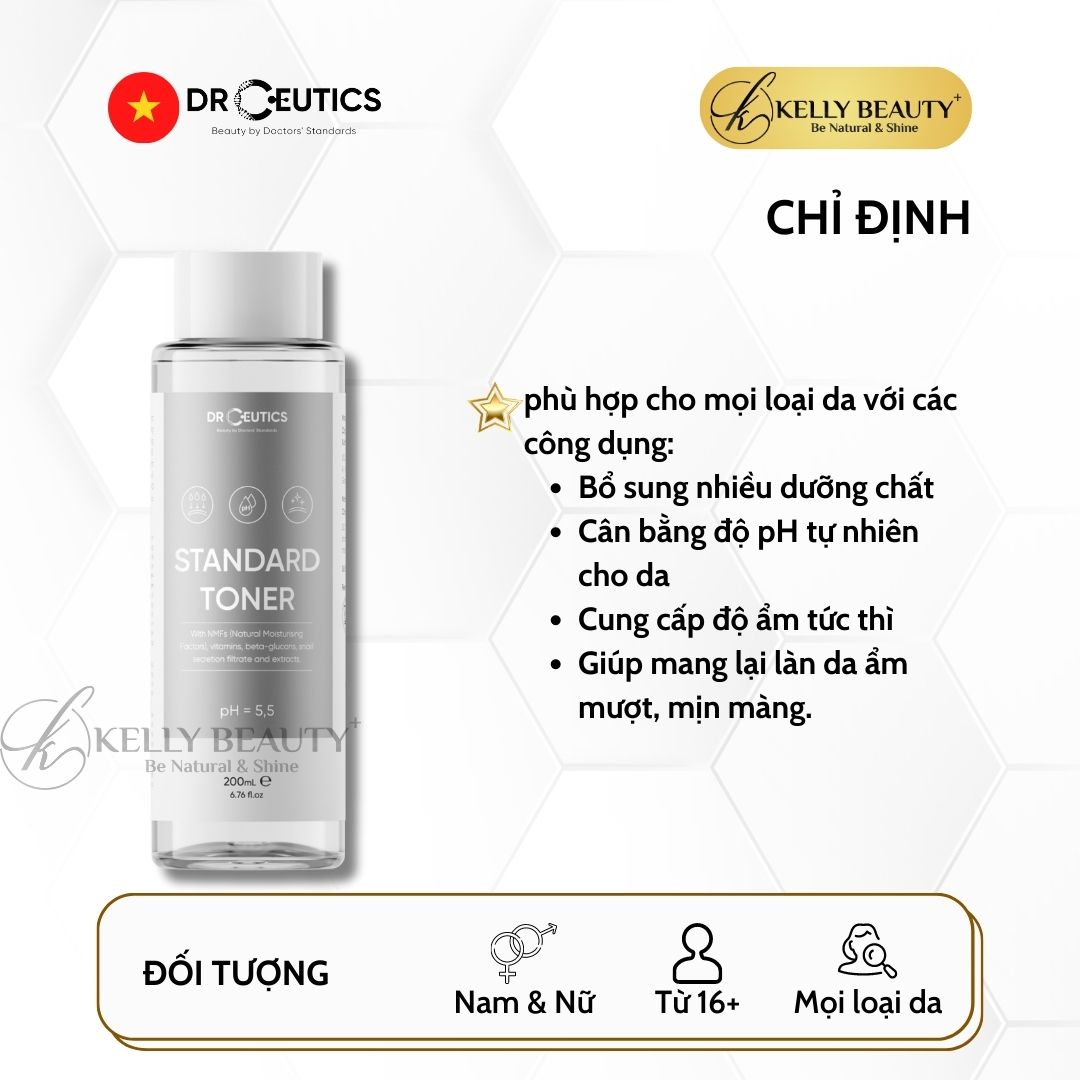 Standard Toner DrCeutics - Dung Dịch Cân Bằng Da, Cấp Ẩm Làm Dịu Mọi Làn Da - Kelly Beauty