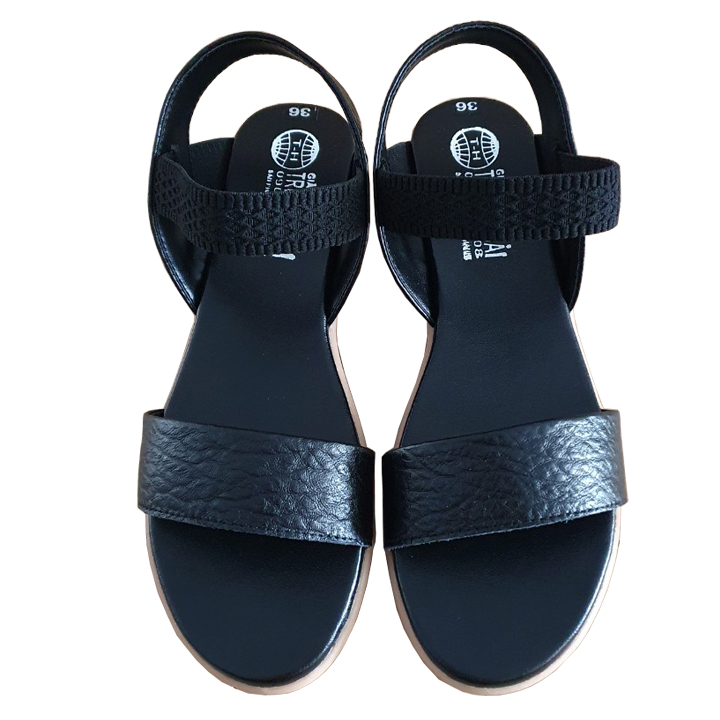 Giày Sandal Đế Xuồng 4cm Trường Hải SD134 , Giày Đế Xuồng Nữ Da Bò Thật Cao Cấp  Màu Đen