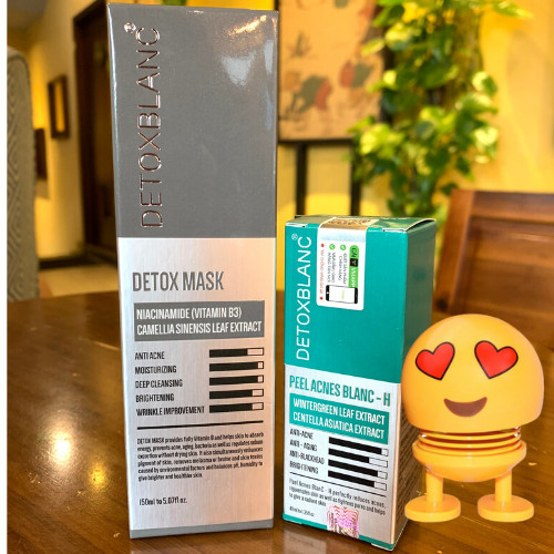 Combo Detox Blanc Thải độc Giảm mụn tận gốc Mặt Nạ Detox mask và Serum mụn Lộc Đề(mẫu mới) + Tặng kèm thú nhún lò xo siêu dể thương