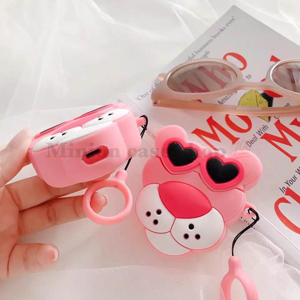 Hình ảnh Bao Case Ốp dành cho airpod 1 và 2, tai nghe bluetooth i11,i12, i100, i9s... silicon 3D Pink Panther cao cấp