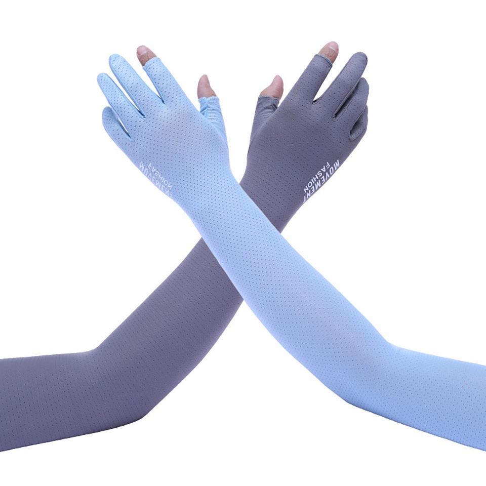 1 Đôi Găng Tay Thể Thao Hở Ngón Bằng Lụa Lạnh Chống Tia UV Với 5 Cặp Găng Tay Cho Nữ