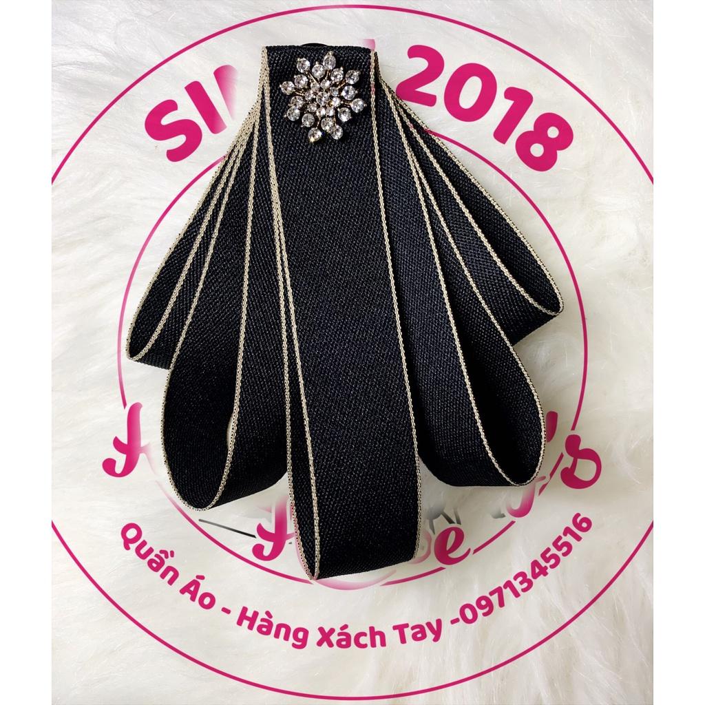 231. Tag/ nơ cài áo/cổ áo thanh lịch sang trọng trang nhã caro phối đen tinh tế có ghim cài tròn