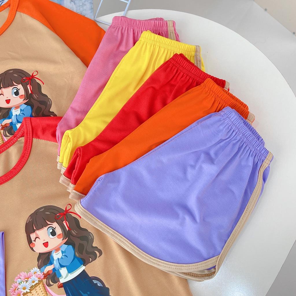 Bộ đồ bé gái-in BÉ GÁI XE ĐẠP-,chất vải thun co giãn 4 chiều từ 10kg đến 25kg-4BAO