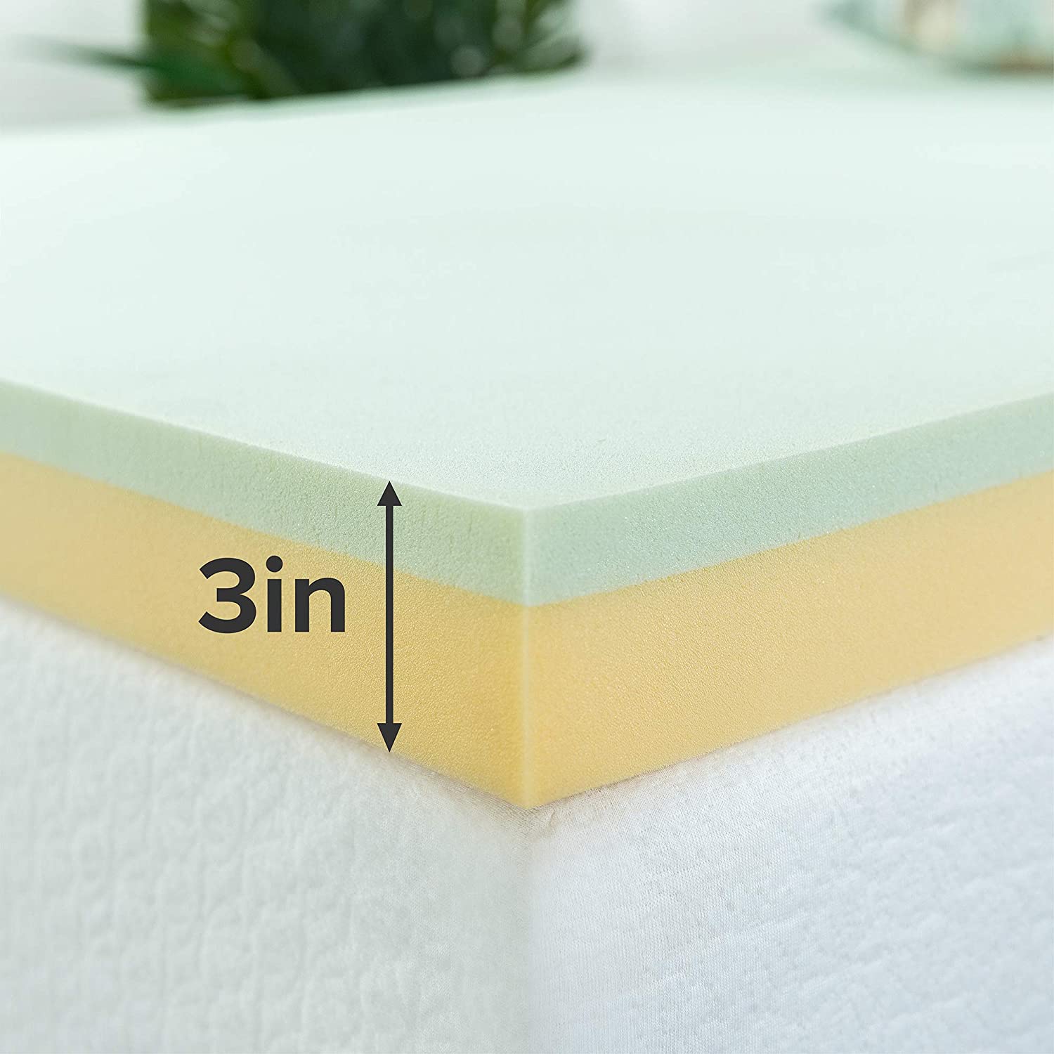 Topper Tấm Tiện Nghi Trà Xanh Gel Mát Làm Mềm Nệm Cao Cấp Zinus - Green Tea Memory Foam 180*200*7.5cm