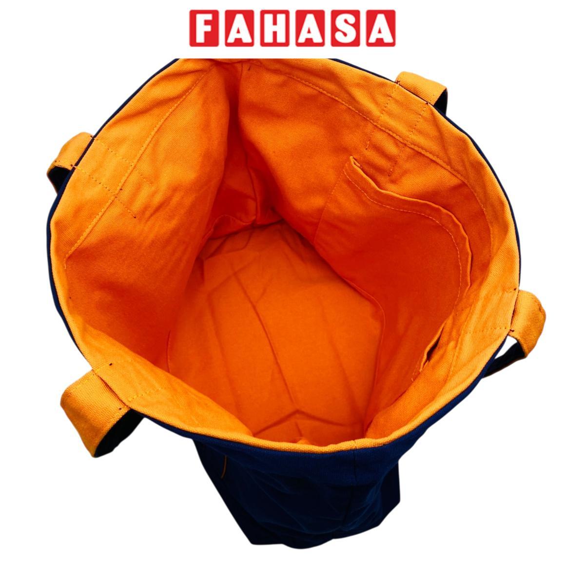 Túi Vải Tote 2 In 1 Phối 2 Màu - Saigon ZeroWaste - Màu Xanh Dương + Cam