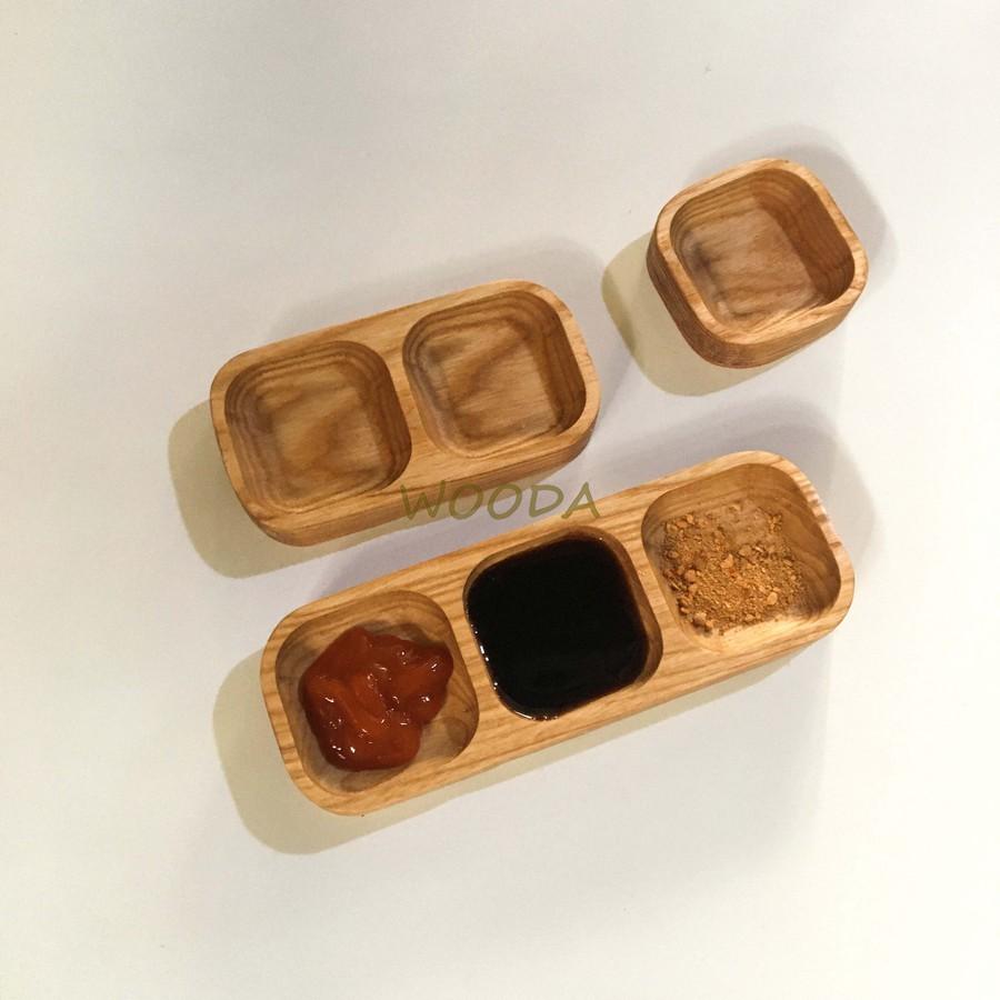 Bộ khay đựng nước chấm/nước sốt/gia vị nhiều kích thước bằng gỗ cao cấp