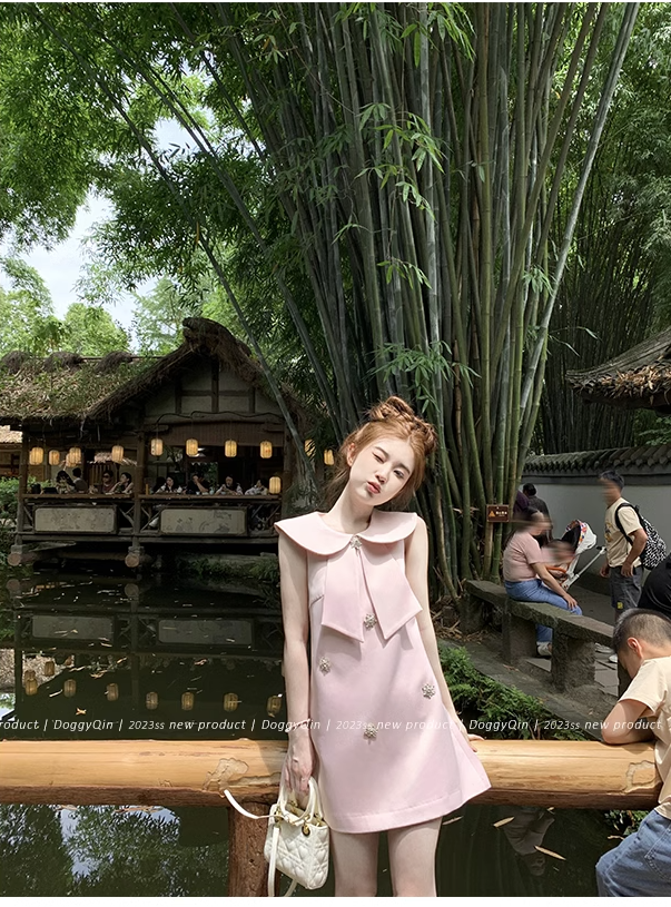 CHENGRUI Búp bê Pháp cổ công chúa đầm 2023 mùa hè cao cấp cảm giác khí chất nhỏ một từ ngắn
