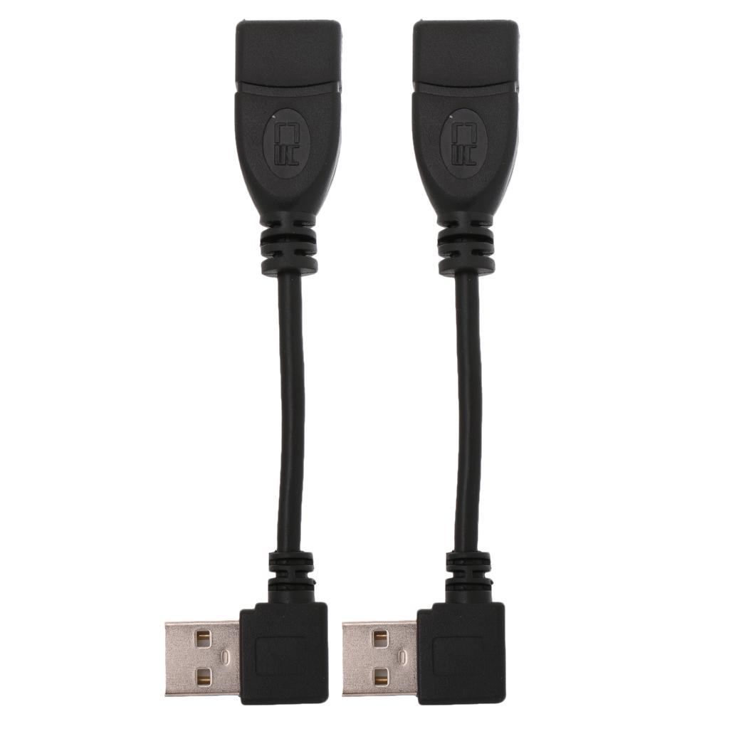 Pair Angled 90 Degree USB 2.0 A Male to Female M/F Adapter Extension Cables