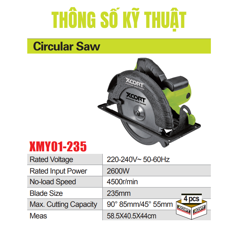 Máy cưa gỗ - Máy cưa đa năng 2600W - Máy cực khỏe Kèm Lưỡi 235mm