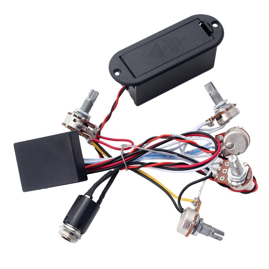 2X Wiring Harness for Bass Guitar, Circuit with Preamp
