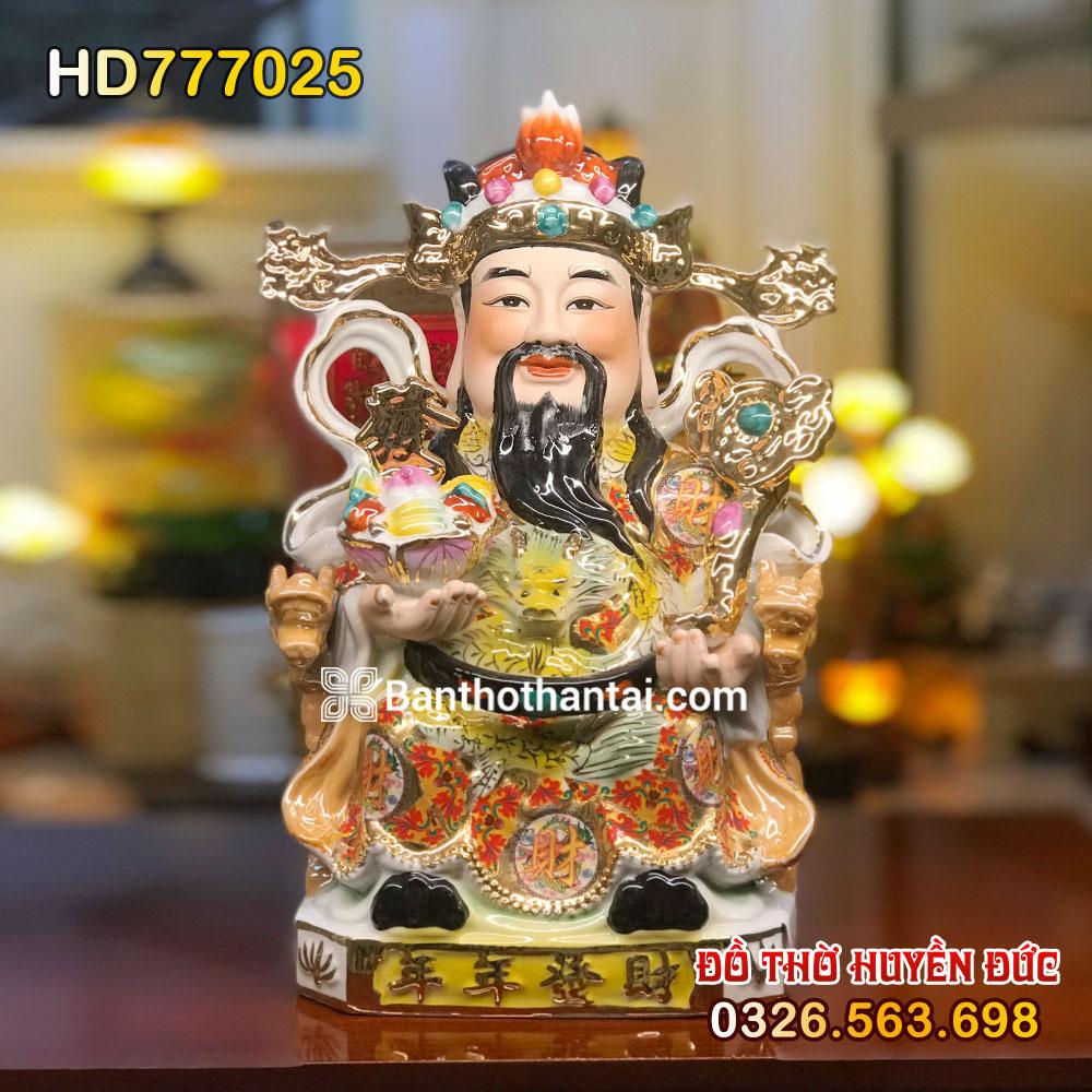 Tượng Thần Tiền bằng Sứ gấm đỏ HD777025