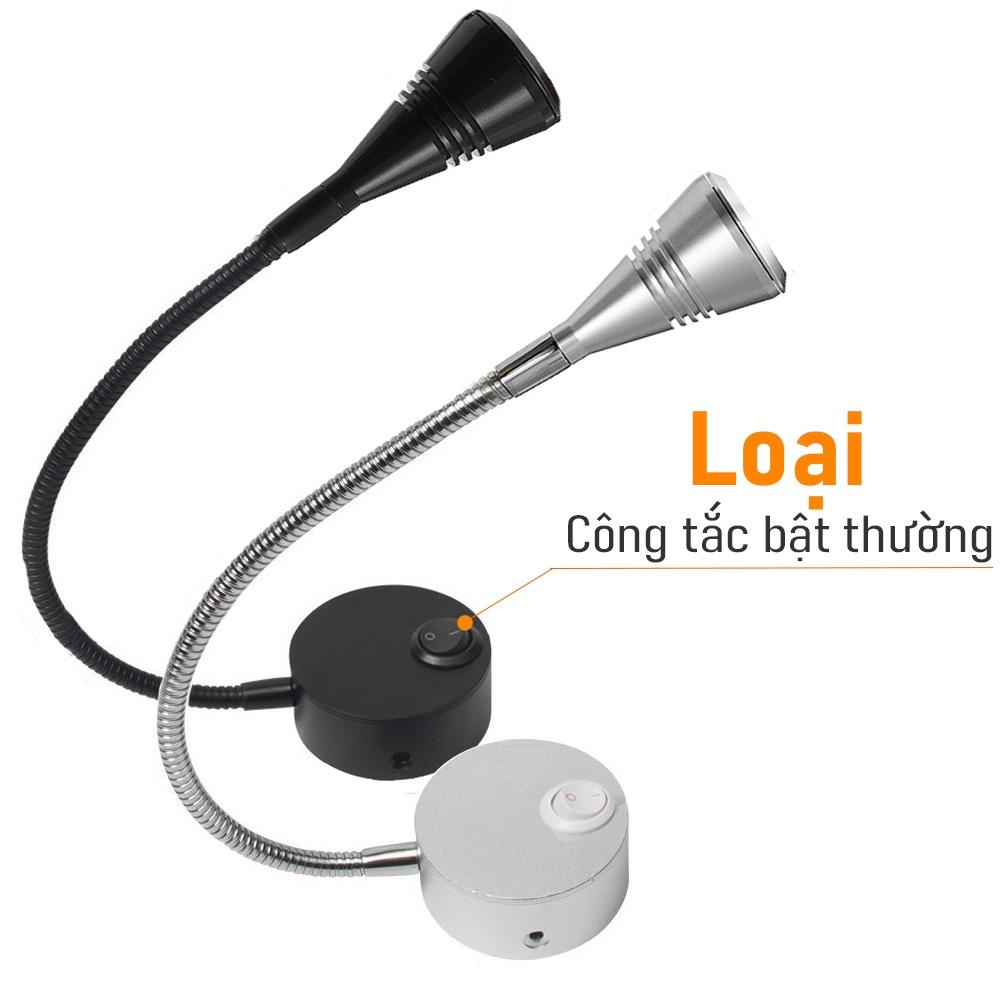 Đèn đọc sách gắn tường Led VITAGE 3W-220V, Ánh sáng vàng chiếu rọi điểm, tích hợp đèn Soi tranh trang trí phòng khách