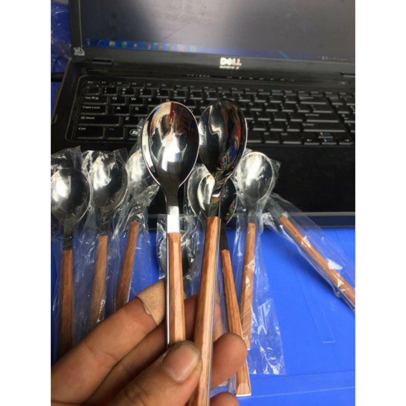 Thìa inox sin cán gỗ hàng chuẩn đẹp dễ dùng