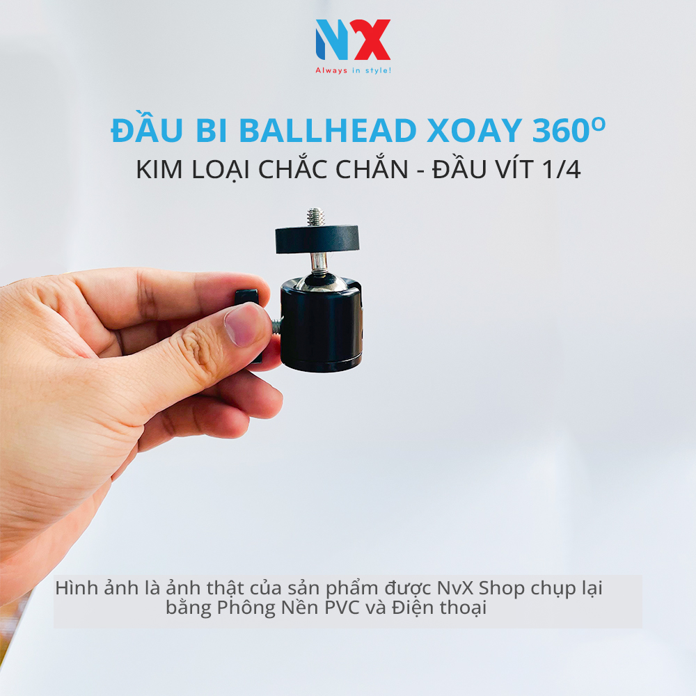 Đầu bi ballhead xoay 360 độ dùng để kết hợp với chân máy ảnh có vít 1/4 - gắn máy ảnh, đèn livestream, điện thoại