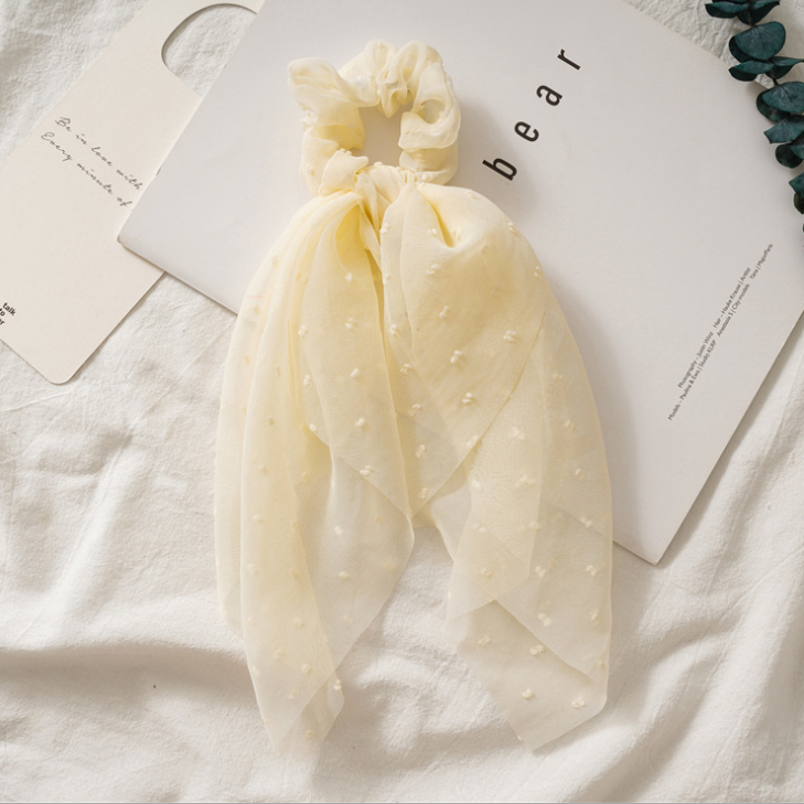 Dây buộc tóc Scrunchies lụa hạt bông dáng dài dễ thương HD79