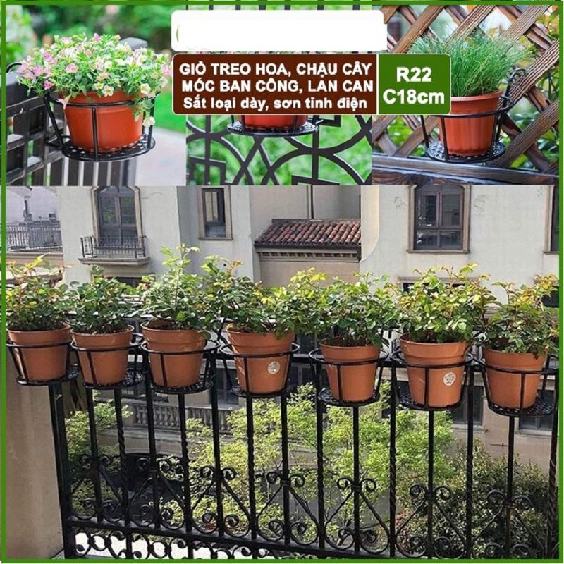 Giỏ treo ban công sắt hoa cây