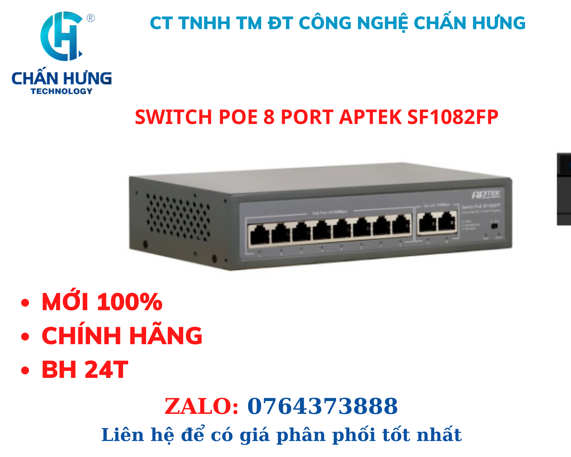 POE Switch APTEK SF1082FP 8-port  10/100Mbps - HÀNG CHÍNH HÃNG