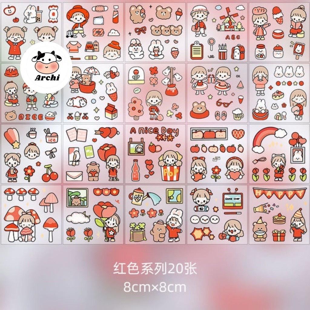 Sticker cute trang trí dán tai nghe, tập vở, bình nước, bút nước Topstore