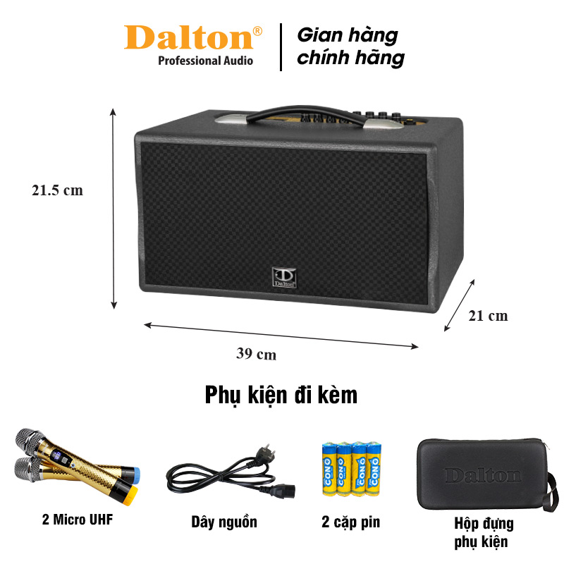 Loa karaoke di động Dalton PS-K6A LUXURY công suất 200W, PIN 5 giờ, kích thước nhỏ gọn, tiện lợi [HÀNG CHÍNH HÃNG]-Bảo hành 1 năm