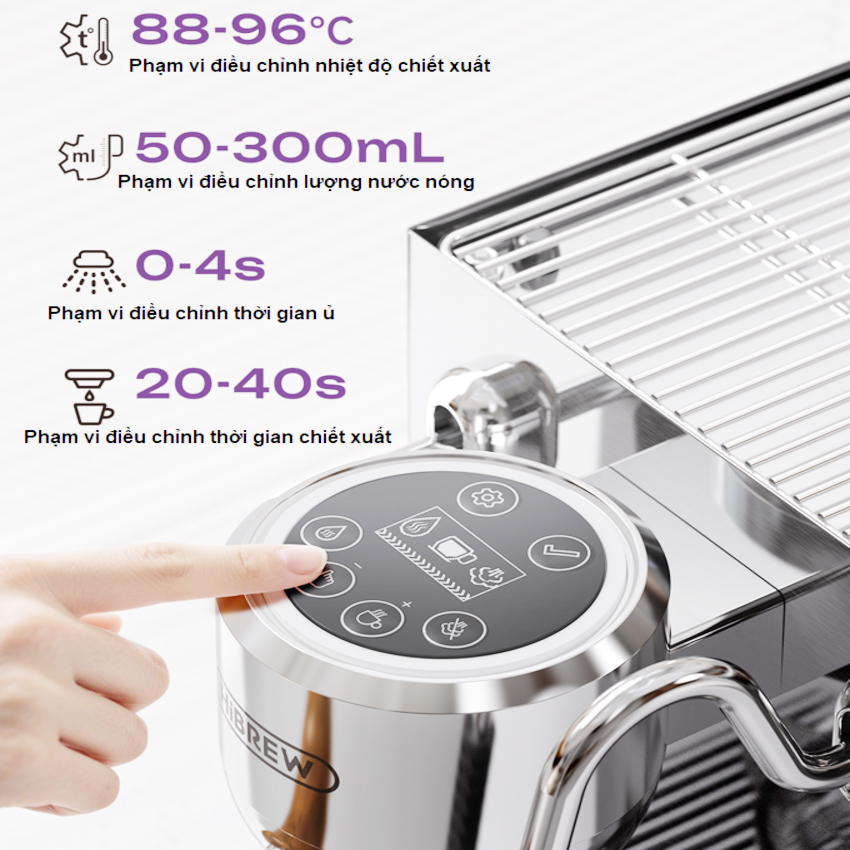 [ Hàng chính hãng] Máy pha cà phê Espresso, Cappuccino, Latte - Dòng chuyên nghiệp. Thương hiệu Mỹ cao cấp HiBREW - H21