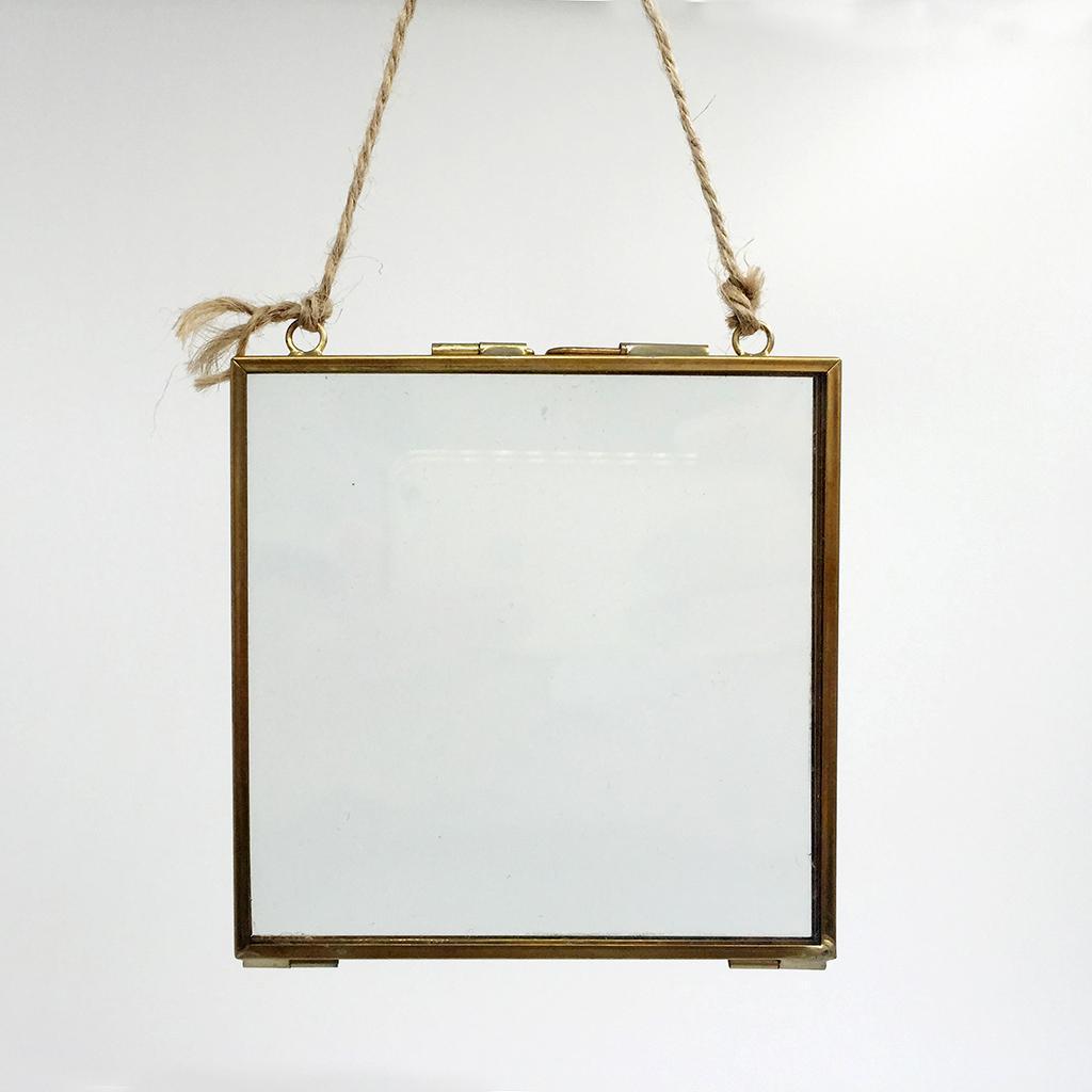 2x Antique Brass Hanging Glass Float Portrait Photo Frames 5x7 inch+4x6 inch