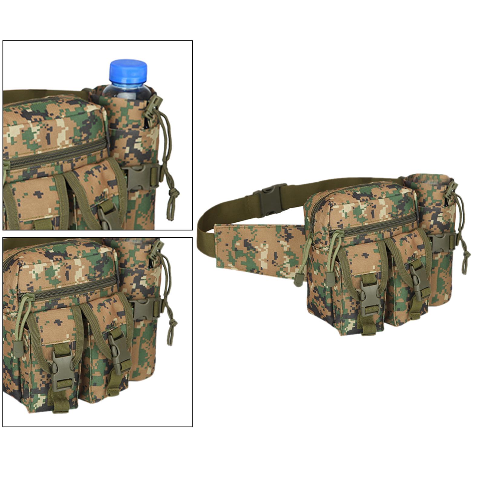 Outdoor Men Waist Pack Bag Hiking Water Bottle Pouch Waterproof Sports Hunting Walking Climbing Mountaineering Riding Fishing Camping Shooting Utility