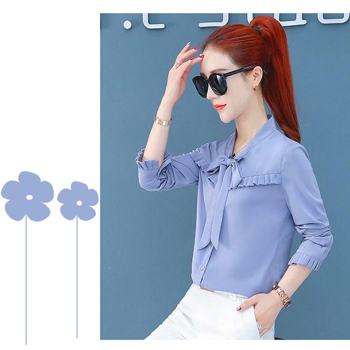 Áo Sơ Mi Cổ Nơ Xếp Ly
