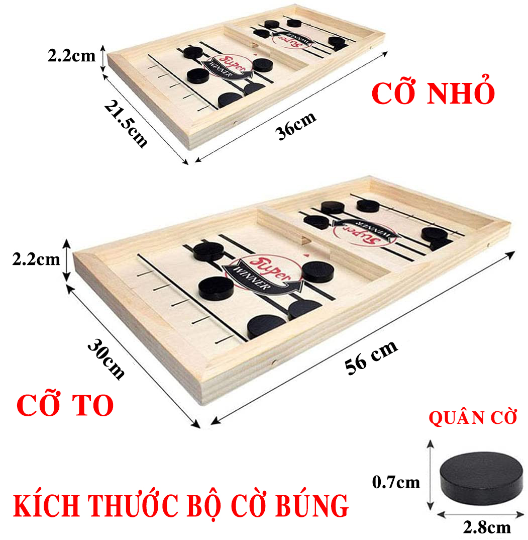 Bộ Bàn Đấu Cờ Búng Bắn Bi Xuyên Lỗ Đối Kháng Chính Hãng Dododios - Chọn Size - Foosball Winner, Sling Puck – Bộ Cờ Ice Hockey Bằng Gỗ Cao Cấp