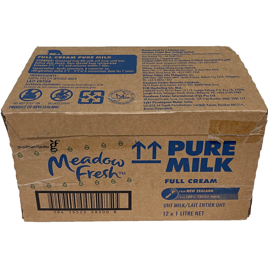 Thùng 12 hộp Sữa tươi tiệt trùng nguyên kem Meadow Fresh 1L hàng New Zealand
