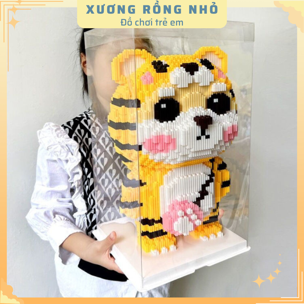 Mô hình đồ chơi lắp ráp 3D Hổ Vàng Đi Học 30cm mô hình cỡ lớn nannoblock bear brick Xương Rồng Nhỏ