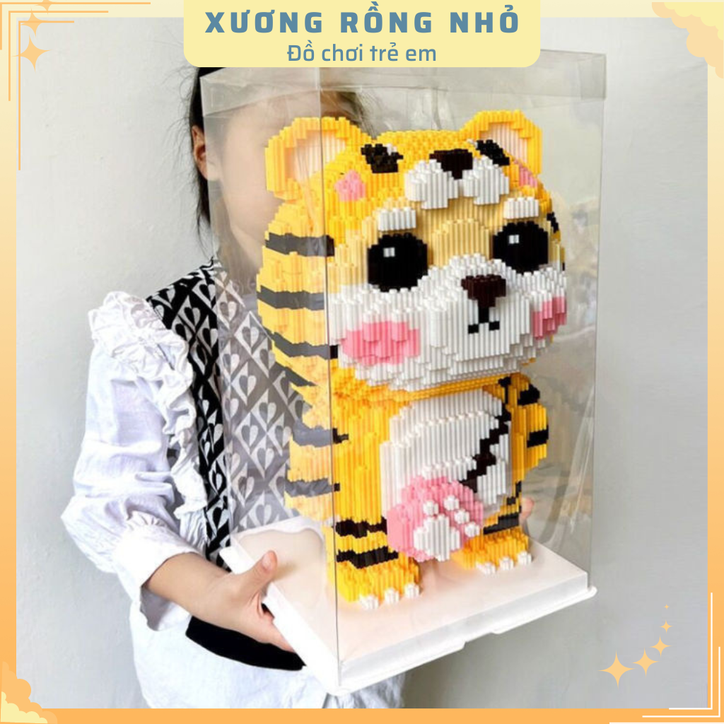 Mô hình đồ chơi  lắp ráp 3D Hổ Vàng Đi Học 30cm mô hình cỡ lớn nannoblock bear brick Xương Rồng Nhỏ