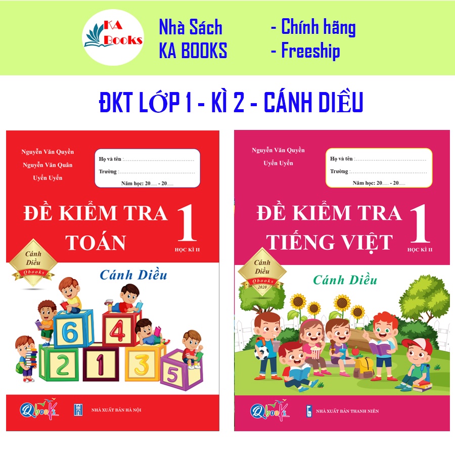 Combo Đề Kiểm Tra Toán - Tiếng Việt Lớp 1 - Học Kì 2 - Cánh Diều (2 cuốn)