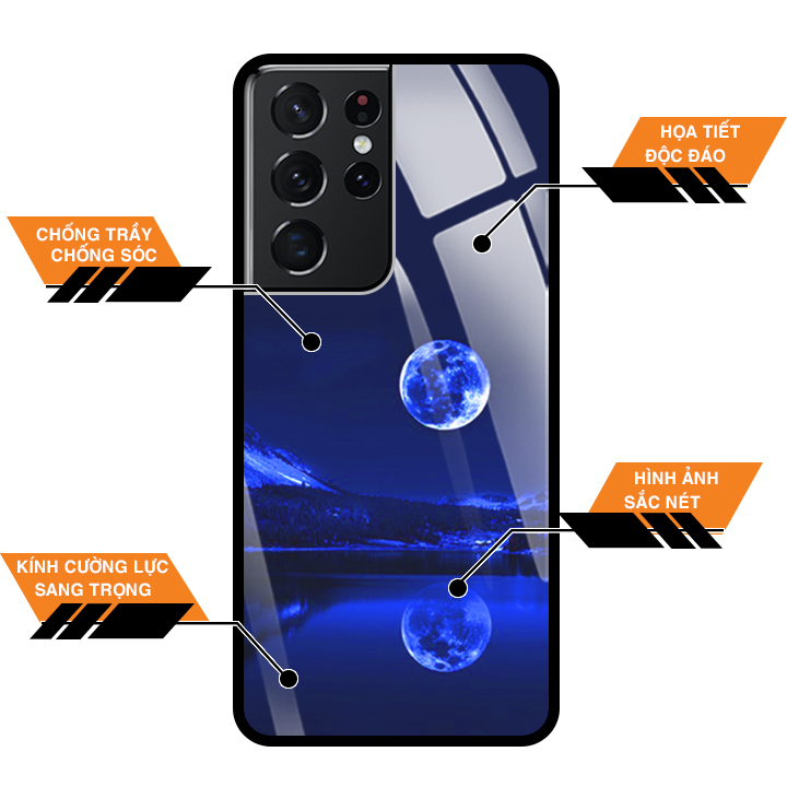 Ốp Lưng Kính Cường Lực Cho Điện Thoại SAMSUNG GALAXY S21 ULTRA - 0269 MOON02 - Hàng Chính Hãng