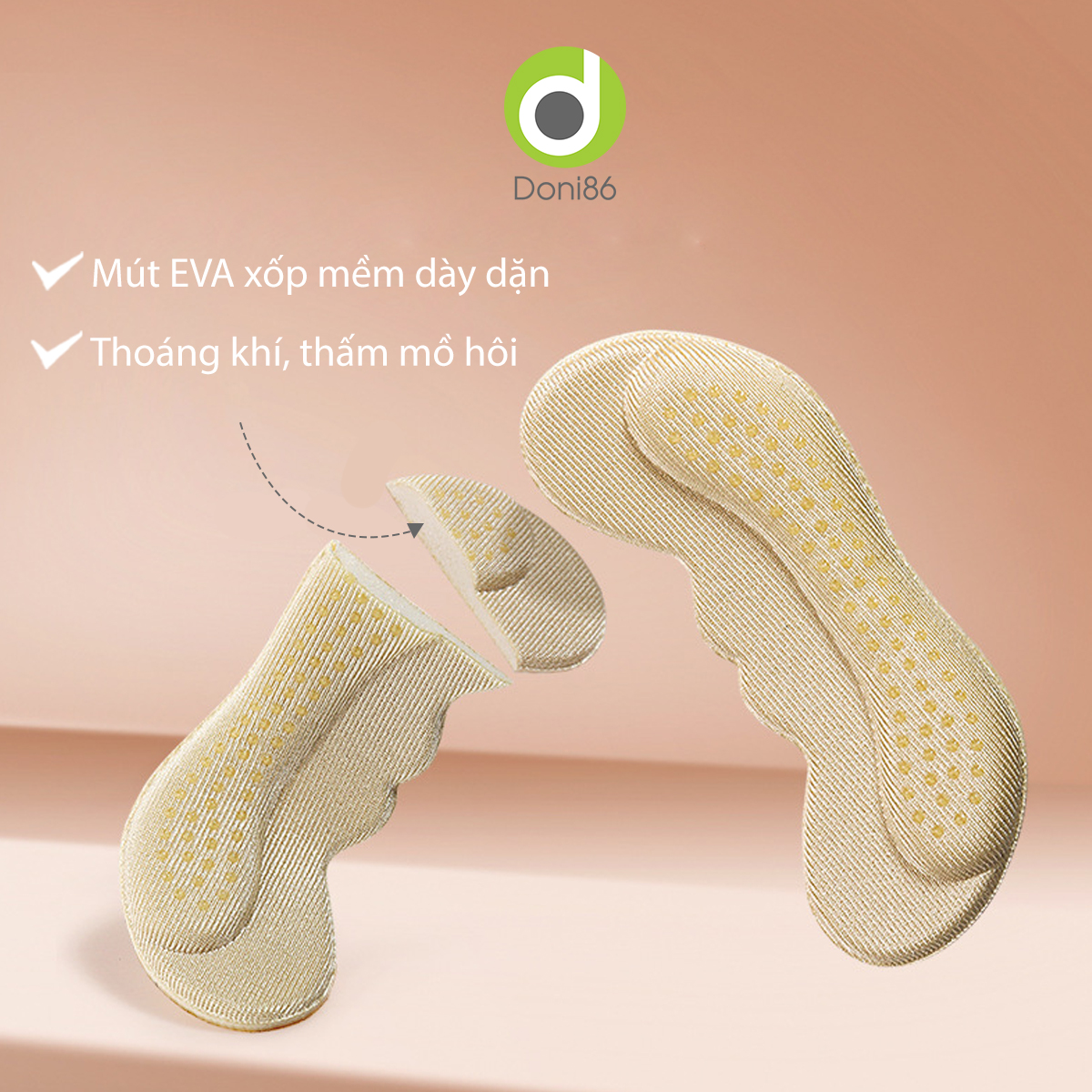 2 cặp lót giày bảo vệ gót sau, có hạt silicone tăng độ bám, bảo bệ giót chân, chống trầy, êm chân - Doni - DOPK223