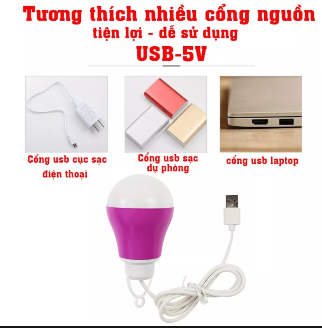 Bóng Đèn Led USB 5W Có Thể Sử Dụng Dự Phòng Khi Cúp Điện Phù Hợp Các Các Chuyến Cắm Trại FLAFA ( Màu ngẫu nhiên)