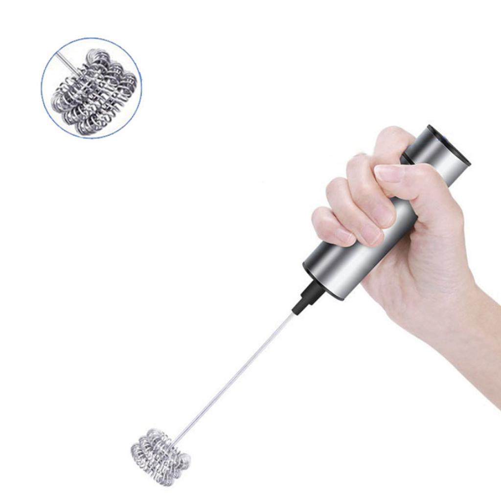 Stainless Steel Electric Handheld Milk Frother - Triple Spring Whisk Head