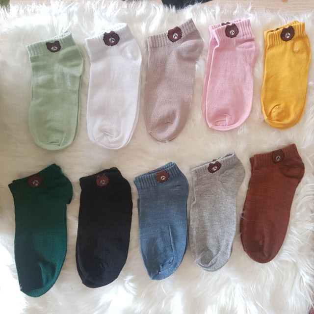 Set 10 đôi tất gấu nhiều màu kèm túi