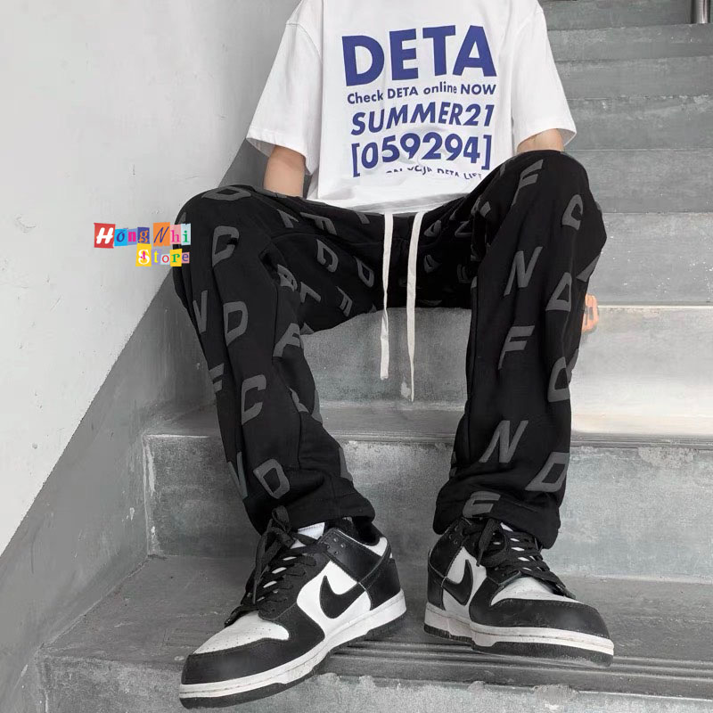 Quần Jogger 3D Ulzzang Unisex Jogger Chữ Cái Dây Rút Lai Ống Rộng V2 - MM