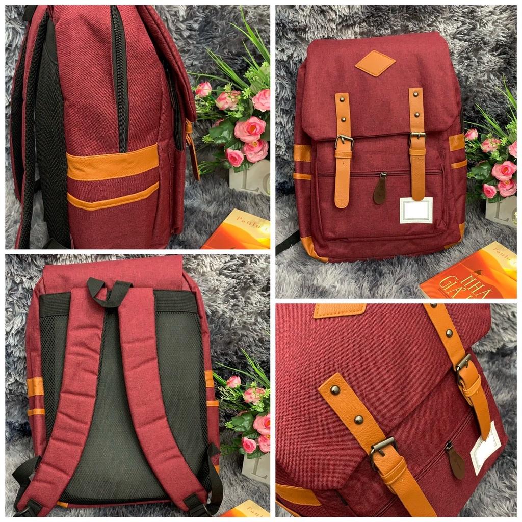 Balo Laptop thời trang đi học nam nữ HC703 vải canvas chống nước đựng laptop 14 15 16 17 inch