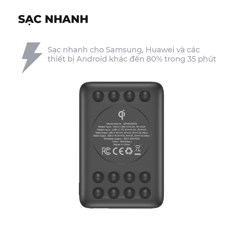 Pin Sạc Dự Phòng Không Dây Energizer QP10000PQ 10000mAh - Tích Hợp Sạc Nhanh Đa Nền Tảng PD/QC 3.0 - Thiết Kế Cốc Hút Giữ Thiết Bị - Hàng Chính Hãng