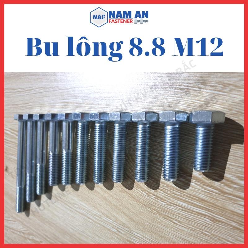 Bulong M12 cấp bền 8.8, bu lông lục giác M12, bu lông 8.8, độ dài: 20->120 mm. Màu: Đen, Vàng, Trắng