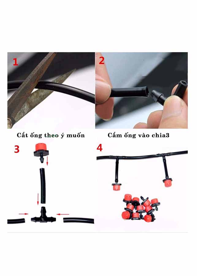 Bộ tưới cây tự động 30 béc nhỏ giọt kèm 25m dây và đầy đủ phụ kiện