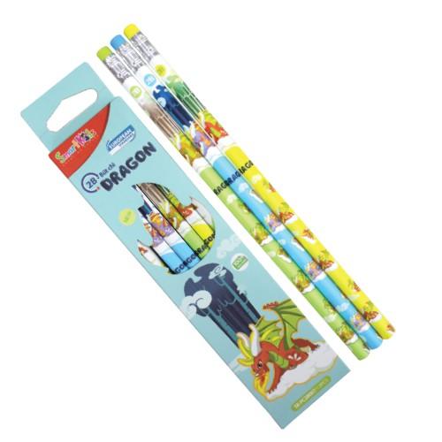 Bút Chì Smart Kids 2B SK-PC2B007 Dragon gỗ mềm dễ chuốt, thân in hình bắt mắt