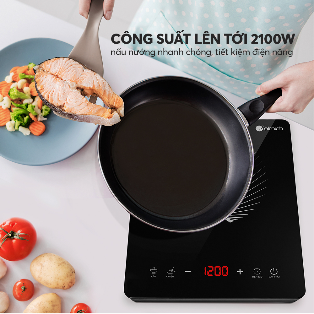 Bếp từ đơn Elmich ICE-9180, Hàng chính hãng, kính ceramic chịu lực, tự ngắt khi quá nhiệt - JoyMall