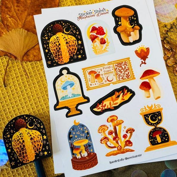 Sticker sheet mushroom dream - chuyên dán, trang trí sổ nhật kí, sổ tay | Bullet journal sticker - unim061