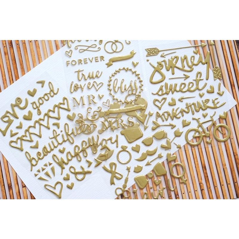 Die cut sticker chữ ánh vàng trang trí scrapbook sổ tay