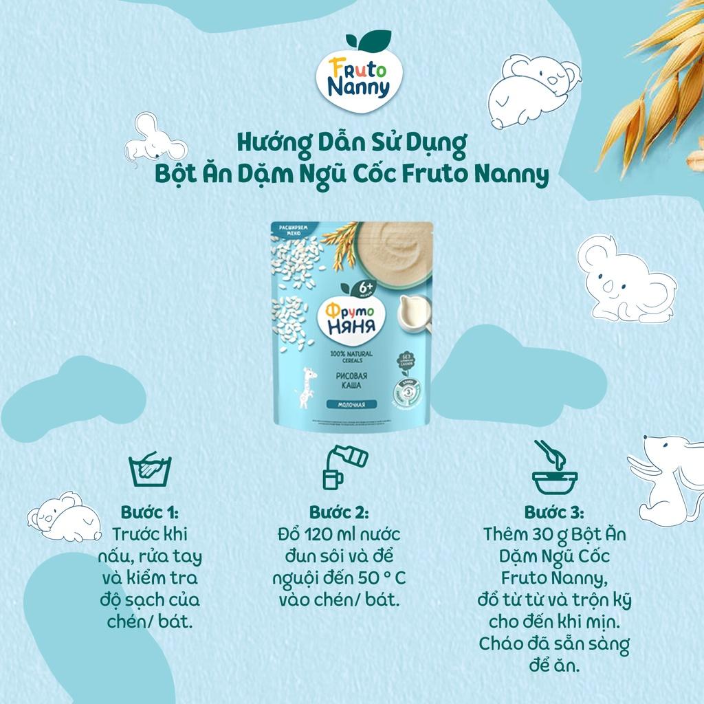 Bột Ăn Dặm FRUTONANNY Organic Vị Ngũ Cốc Sữa, Táo, Chuối Và Dâu Rừng - Ngon Bổ Dưỡng - Không GMO, Chất Bảo Quản - Từ 6 tháng tuổi(200g)