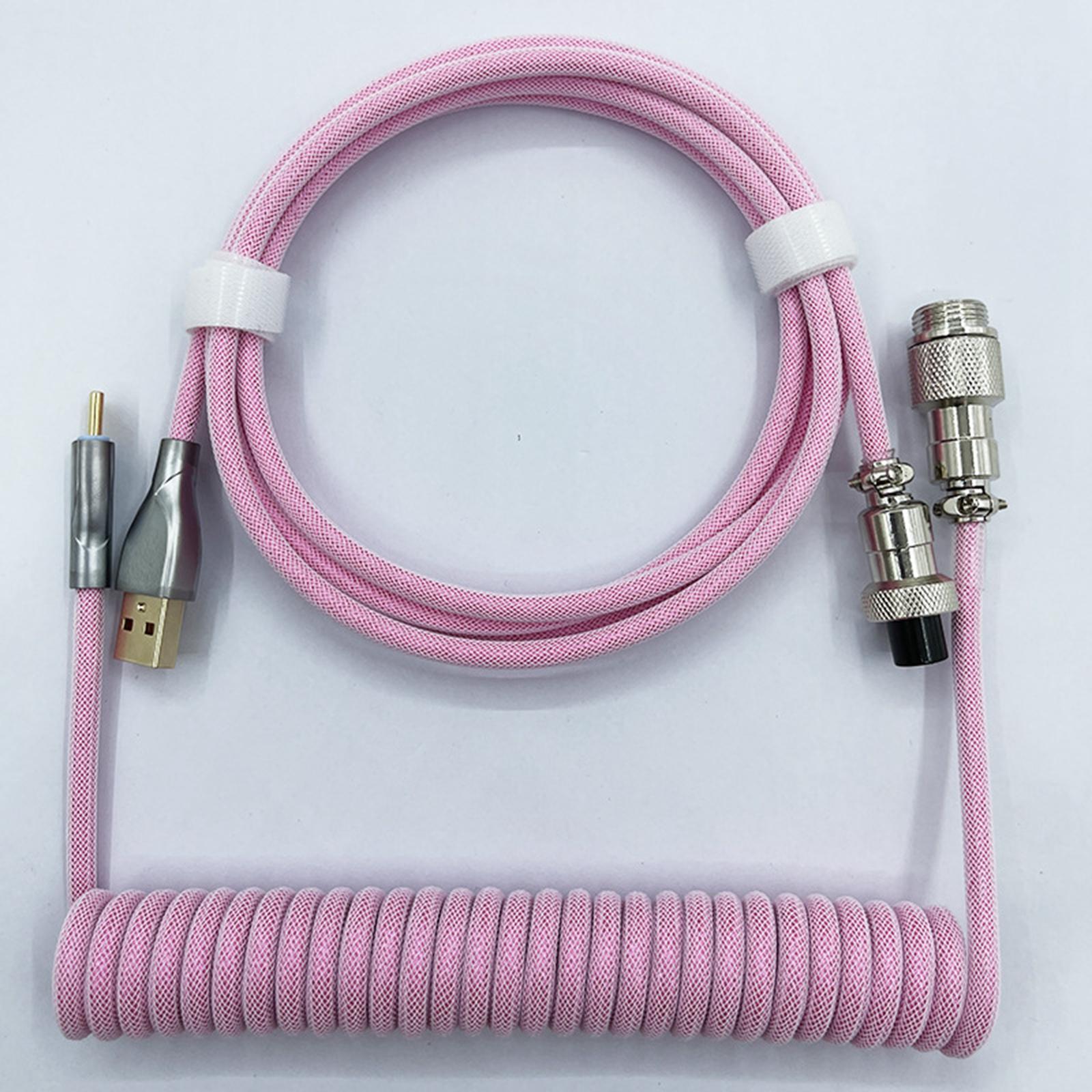 1.8M USB Coiled Cable Wire TPU Metal Keyboard Cable USB3.0 to Type C for Mechanical Keyboard Speaker
