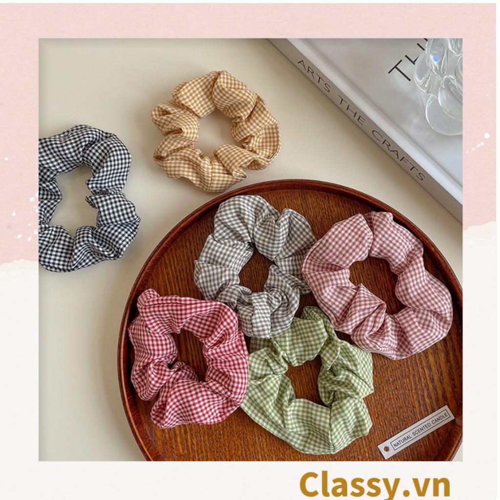 Scrunchies buộc tóc nhiều họa tiết; họa tiết tông kẻ sọc  nữ Classy tính thanh lịch PK735