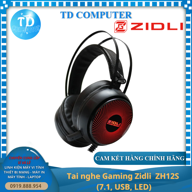Tai nghe chụp tai Zidli ZH12S ~ LED [ĐEN] (1 cổng USB, 0 jack 3.5) - Hàng chính hãng PATECH phân phối